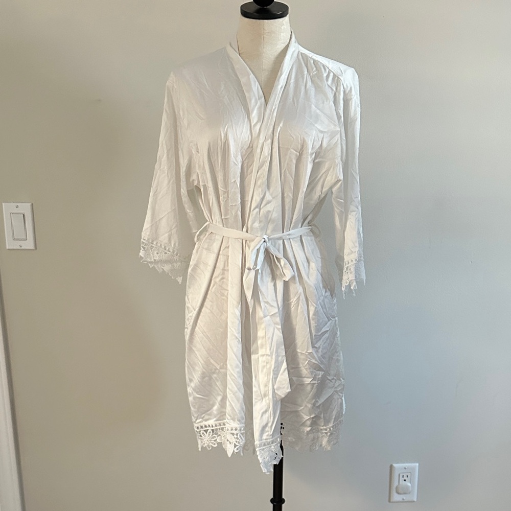White silk Bridal Robe
